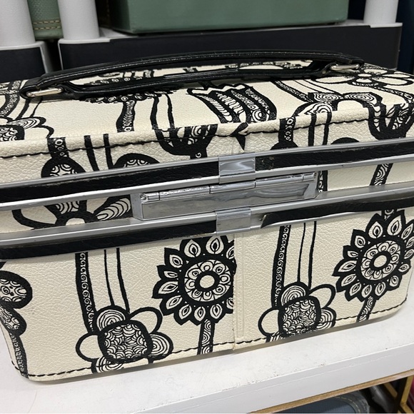 Vintage Marimekko Samsonite Fashionair Traincase Black Floral Luggage Suitcase - Picture 2 of 10